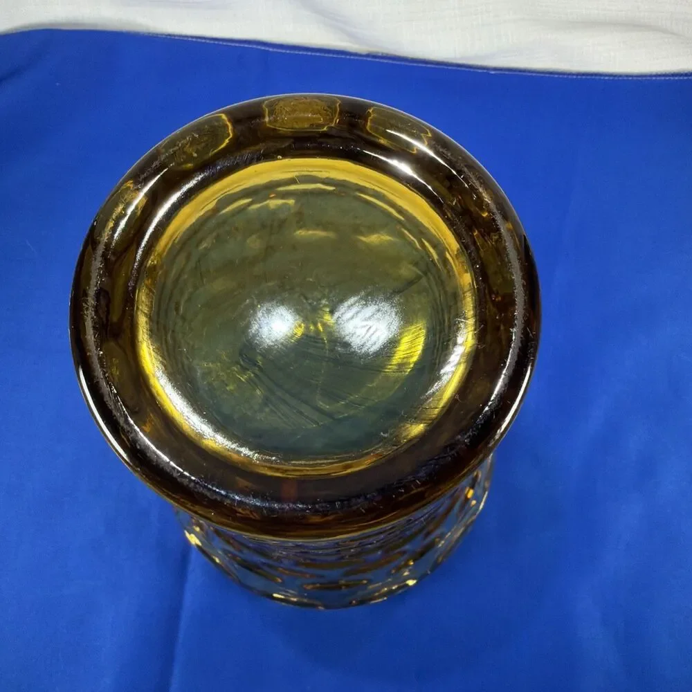 Federal Glass Yorktown Amber Gold Colonial Trumpet Vase Scalloped Rim 8.5